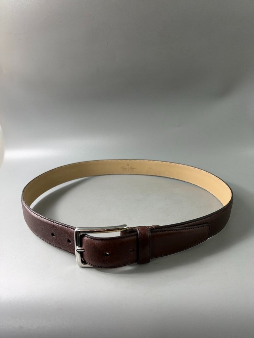 New Brooks Brothers Brown Leather Men's Belt, Size 34